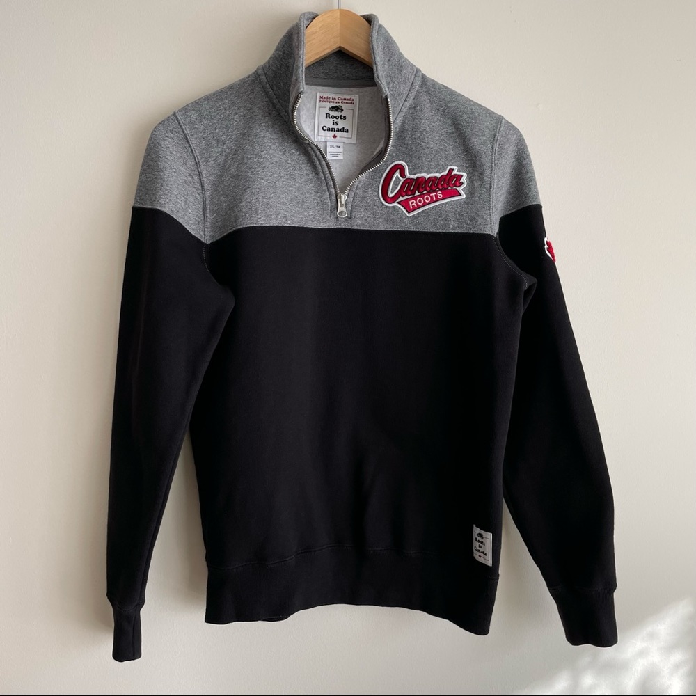 Roots Canada 1/4 Zip Stein Colourblock Sweater - Picture 4 of 12